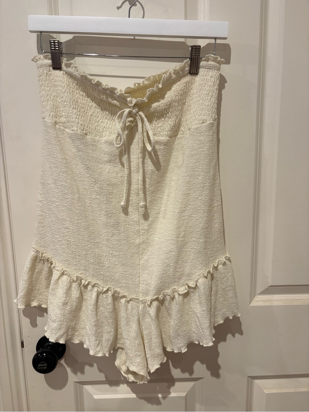Urban Outfitters Out From Under Cream Ruffle-Hem Romper